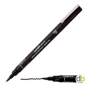 Marcador Uni Pin Tinta Pigmentada Punta Chisel 2.0 Mm Negro Artístico