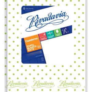 Cuaderno Rivadavia 16x21 Rayado 50 H Blanco Lunares Verde Mz