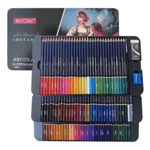 Lápices Acuarelables Nyoni 2b 100 Colores En Lata Metálica