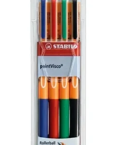 Stabilo Rollerball Pointvisco Set 4 Colores 0.5mm Con Estuche Varios Azul